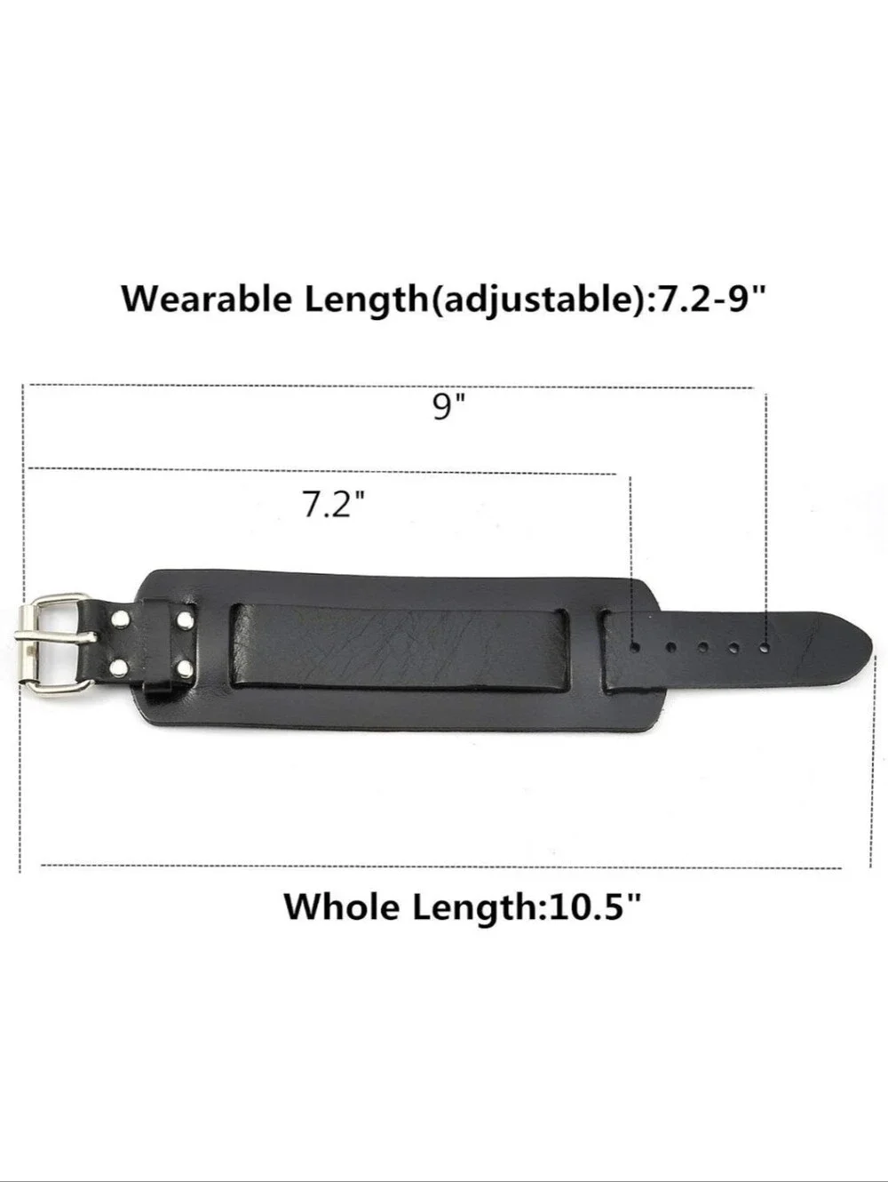 Men's & Women's Black Genuine Leather Cuff Bracelet - Minimalist Style, Black